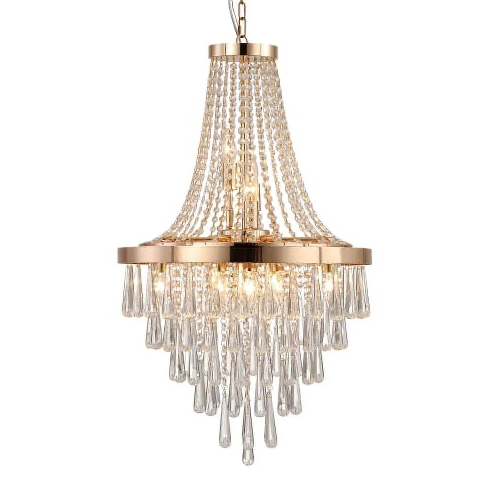 ACE-LIGHTS,Gold Crystal Chandeliers(Bulbs Not Included),Large Contemporary Luxury Ceiling Lighting for Living Room,Dining Room,Bedroom,Hallway(Golden)