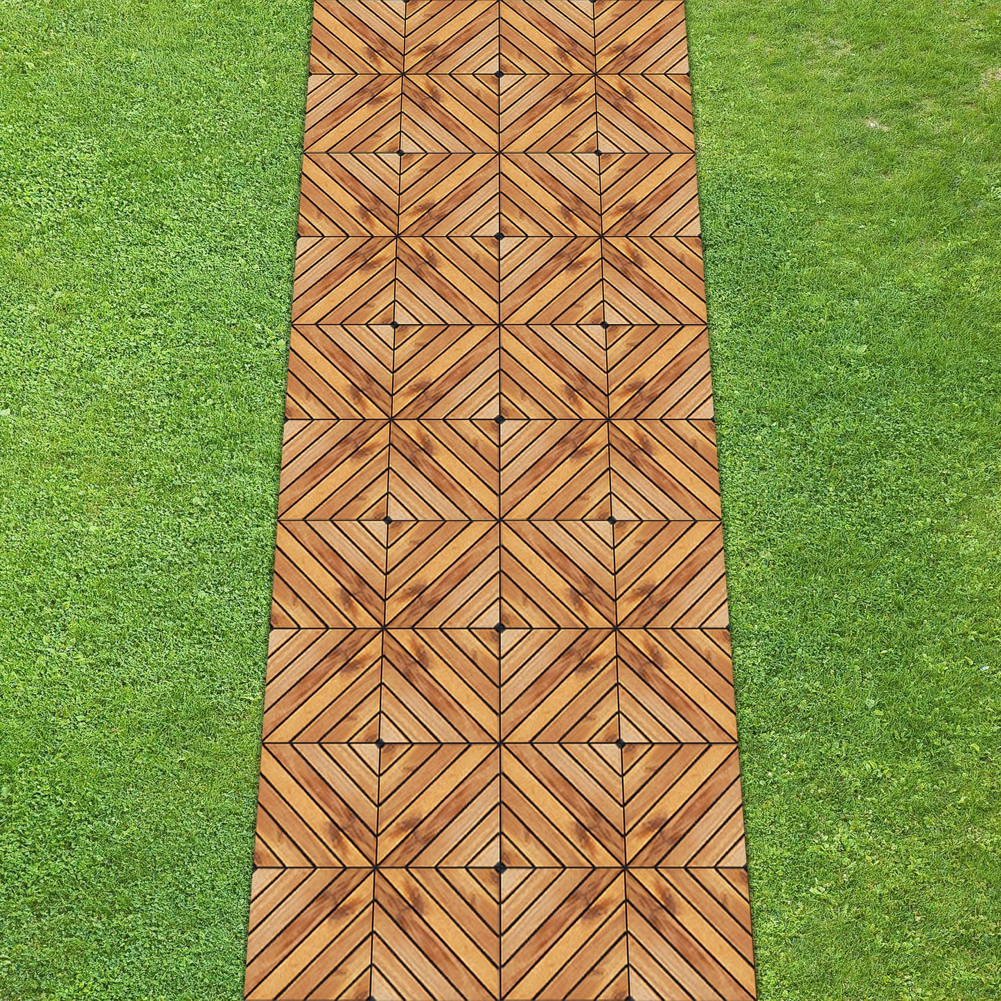 TrumanPick 27PCS Interlocking Wood Flooring Deck Tiles for Patio Garden, 12"L x 12"W, Brown Diagonal
