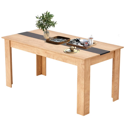 AVAWING 44" Dining Room Bench Set of 2, Wood & Linen Fabric Kitchen Benches, Beige & Natural