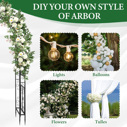 Ktaxon Garden Arbor, Arch Archway for Wedding Ceremony Party, Steel Garden Trellis for Plant Climbing, Christmas Garden Decorations Pergola for Garden, Backyard, Lawn