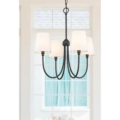 CFC Lighting Forged Black 22"W x 23"H Rustic Chandelier with 4 Fabric Shades