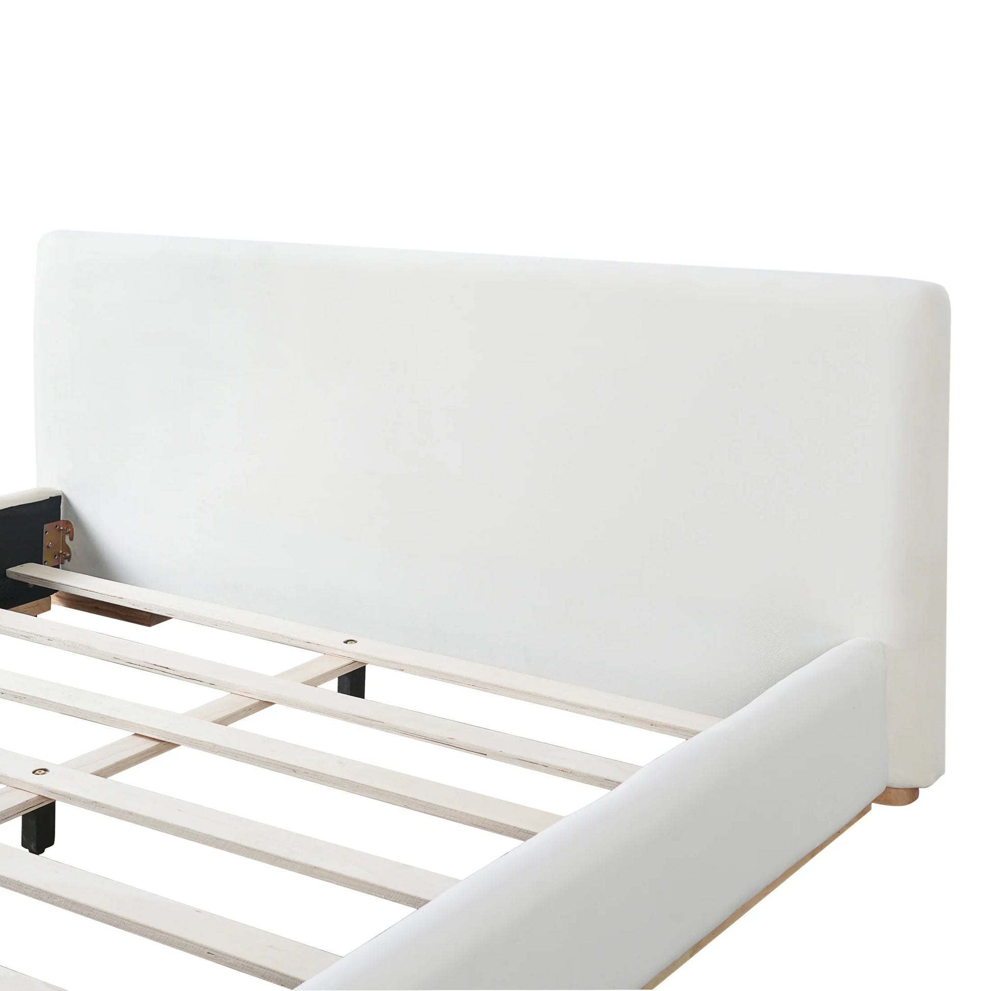 Christopher Knight Home Queen Bed with Velvet Upholstery, Solid Wood Platform, Padded Headboard, White