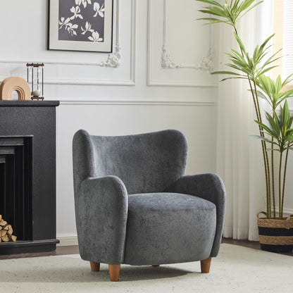 Christopher Knight Home Mid-Century Modern Velvet Wingback Accent Chair with Birch Legs, White