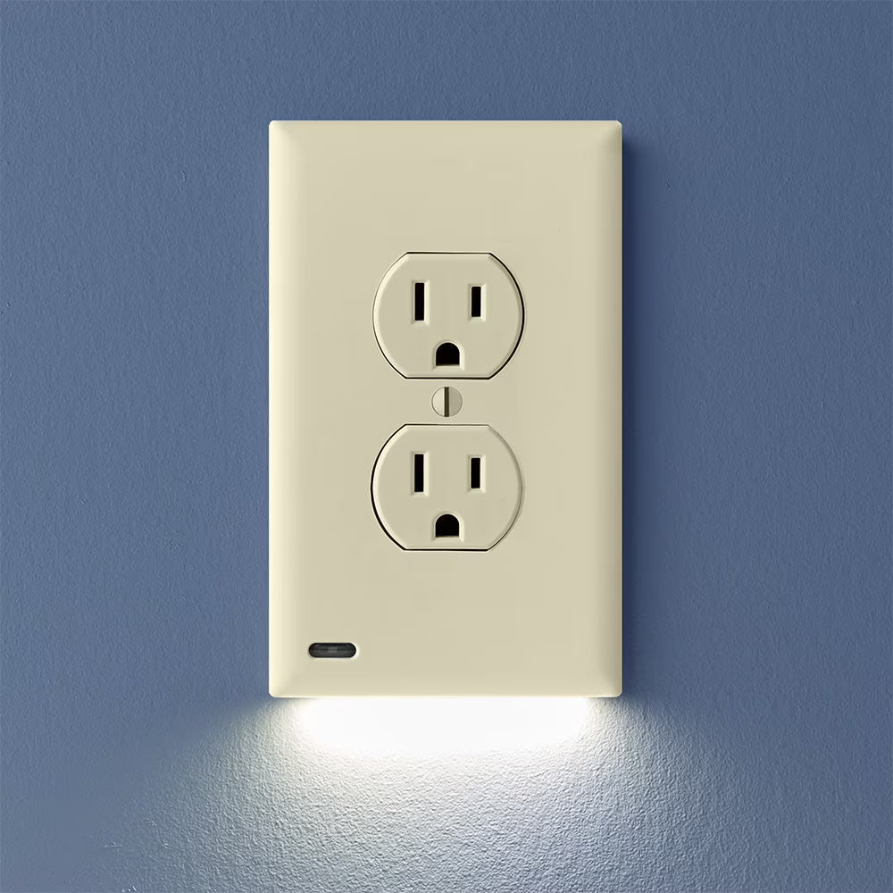 6 Pack - SnapPower GuideLight 2 [For Duplex Outlets] - Replaces Plug-In Night Light - Electrical Receptacle Wall Plate With LED Night Lights - Auto On/Off Sensor - (Duplex, White)