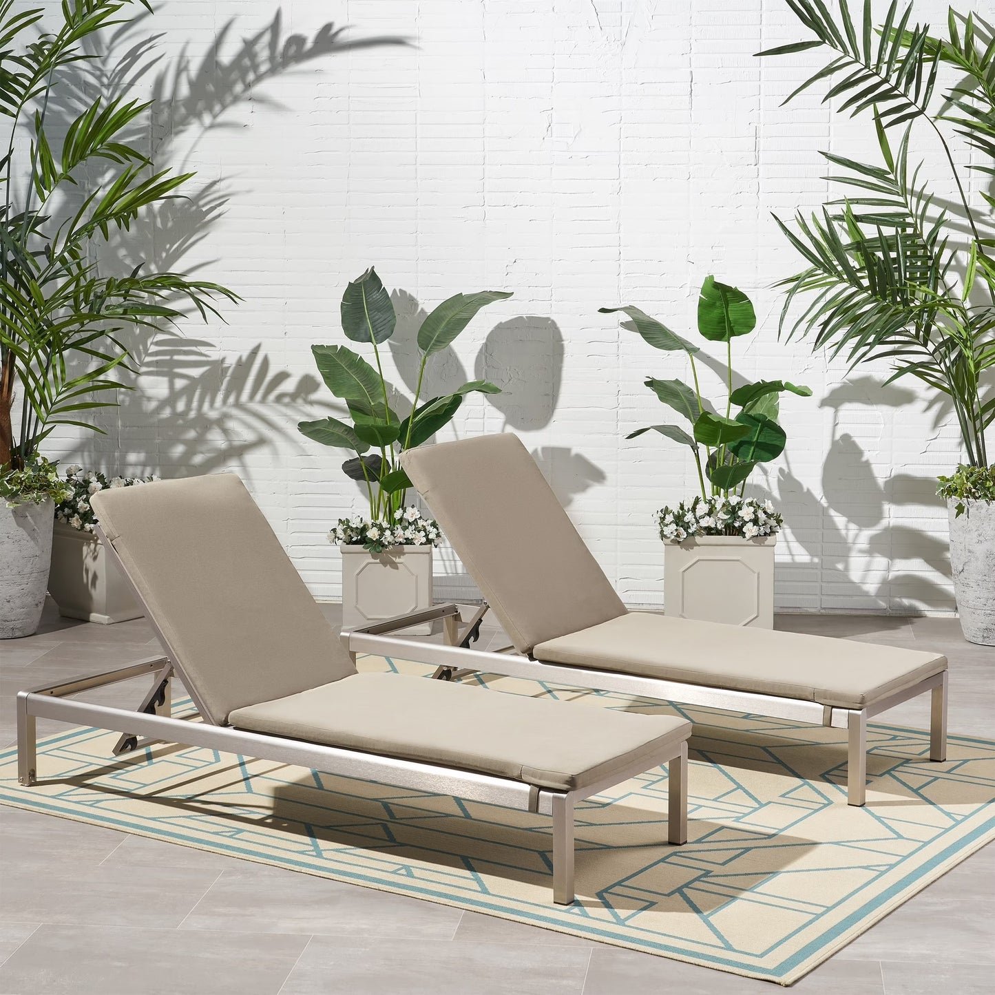 Christopher Knight Home Cape Coral Outdoor Chaise Lounge with Cushion (Set of 2) by