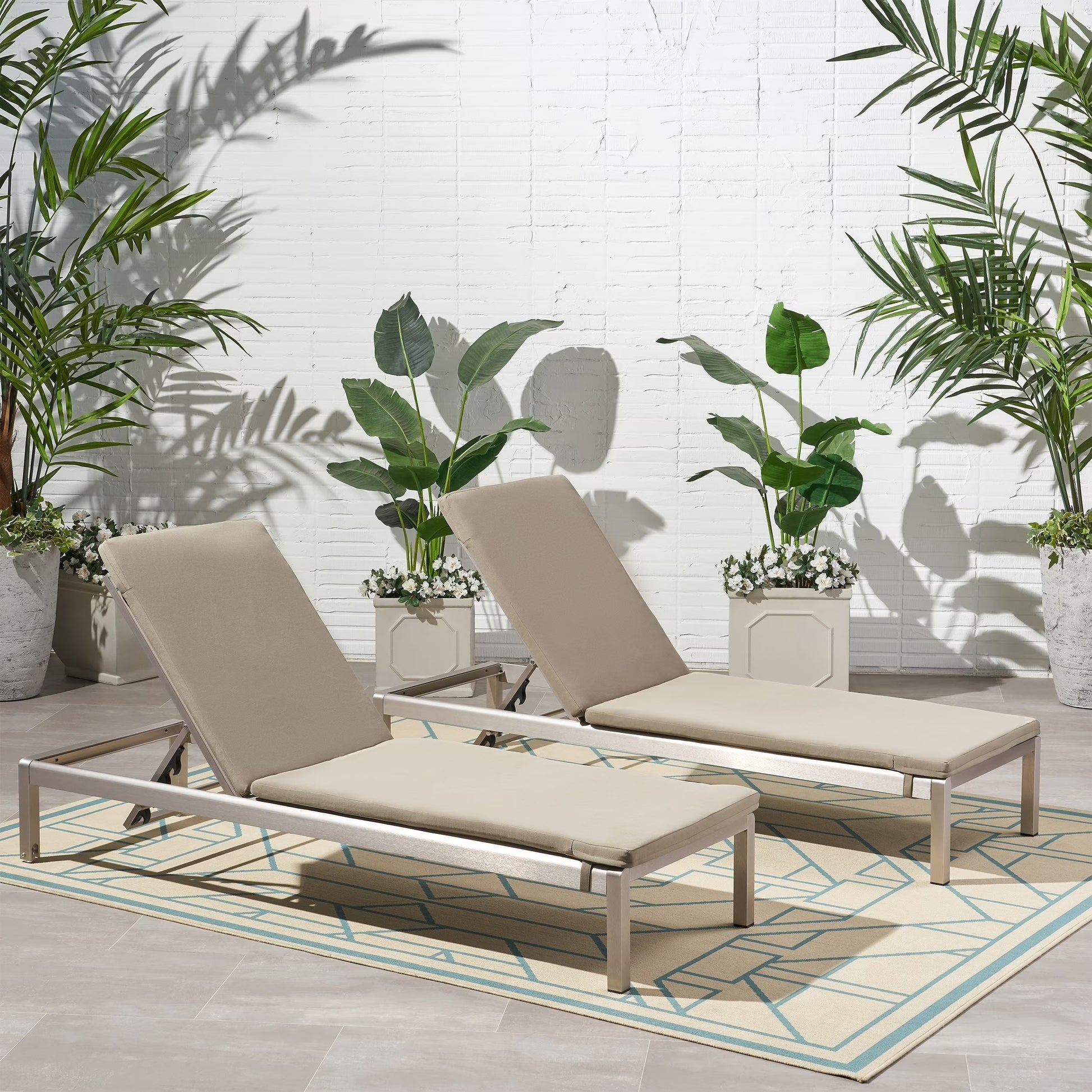 Christopher Knight Home Cape Coral Outdoor Chaise Lounge with Cushion (Set of 2) by