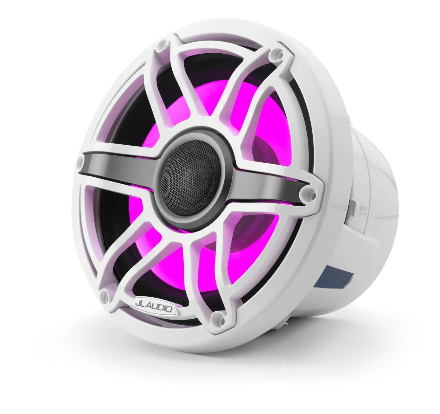JL Audio M6-880X-S-GwGw-i 8.8-inch (224 mm) Marine Coaxial Speakers with Transflective LED Lighting, Gloss White Trim Ring, Gloss White Sport Grille