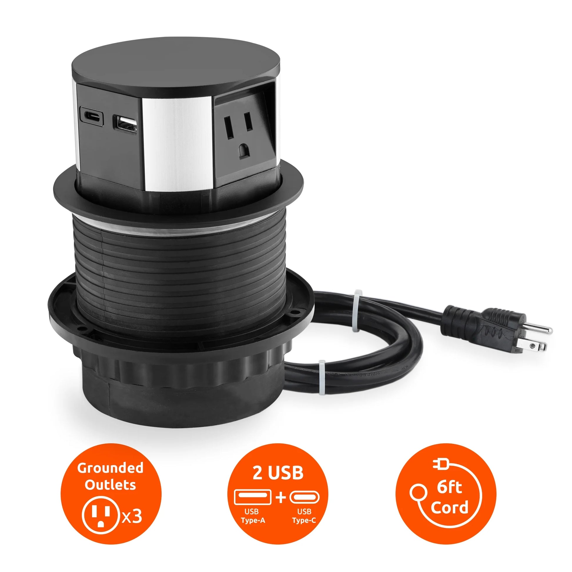 Link2Home Pop Up Outlet, 15A 125V 10W Stainless Steel AC Electrical Outlet