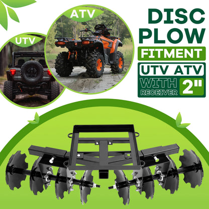 KOJEM Disc Plow Harrow for ATV Steel With 8 blades W/Hardware Universal 54" Cut Width