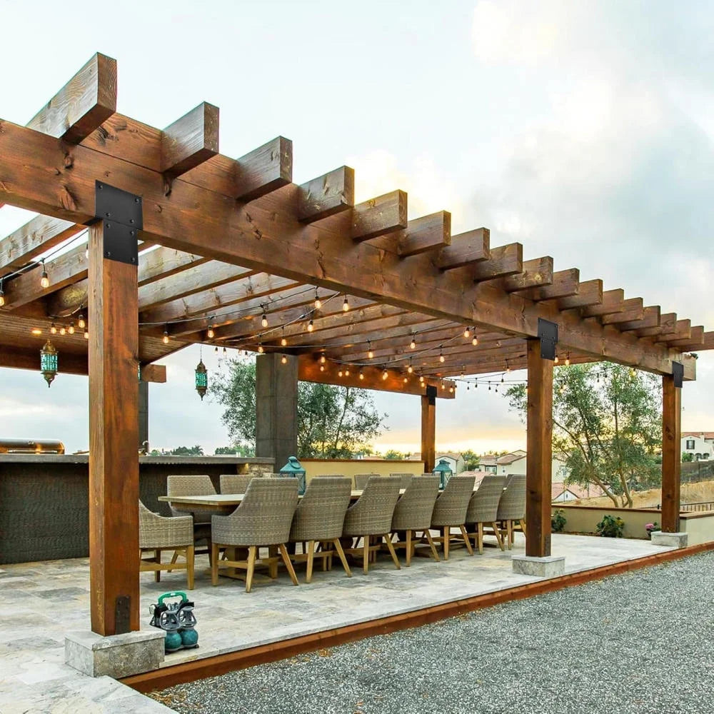 Tohu 12-Set Pergola Hardware Kit - Pre-Drilled Galvanized Brackets for Gazebo/Patio, 10-Minute Tool-Free Assembly 4In