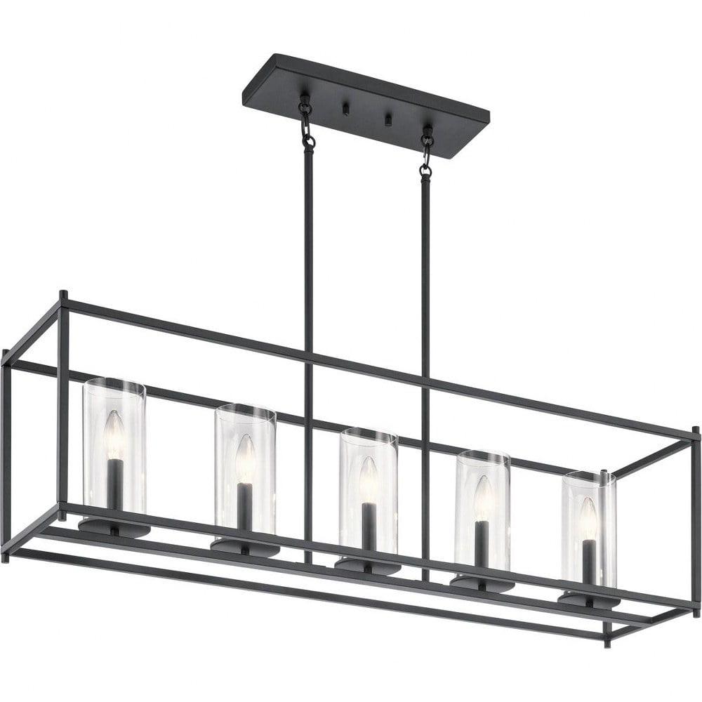 43995BK-Kichler Lighting-Crosby - 5 Light Linear Chandelier - with Contemporary Inspirations - 25.75 Inches Tall by 41.2 Inches Long-Black Finish