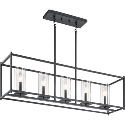 43995BK-Kichler Lighting-Crosby - 5 Light Linear Chandelier - with Contemporary Inspirations - 25.75 Inches Tall by 41.2 Inches Long-Black Finish