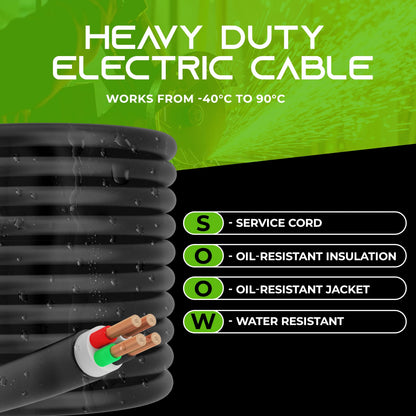 GearIT 8/4 8 AWG Portable Power Cable (25 Feet - 4 Conductor) SOOW 600V 8 Gauge Electric Wire for Motor Leads, Portable lights, Battery Chargers, Stage Lights and Machinery -25ft Electrical Cord
