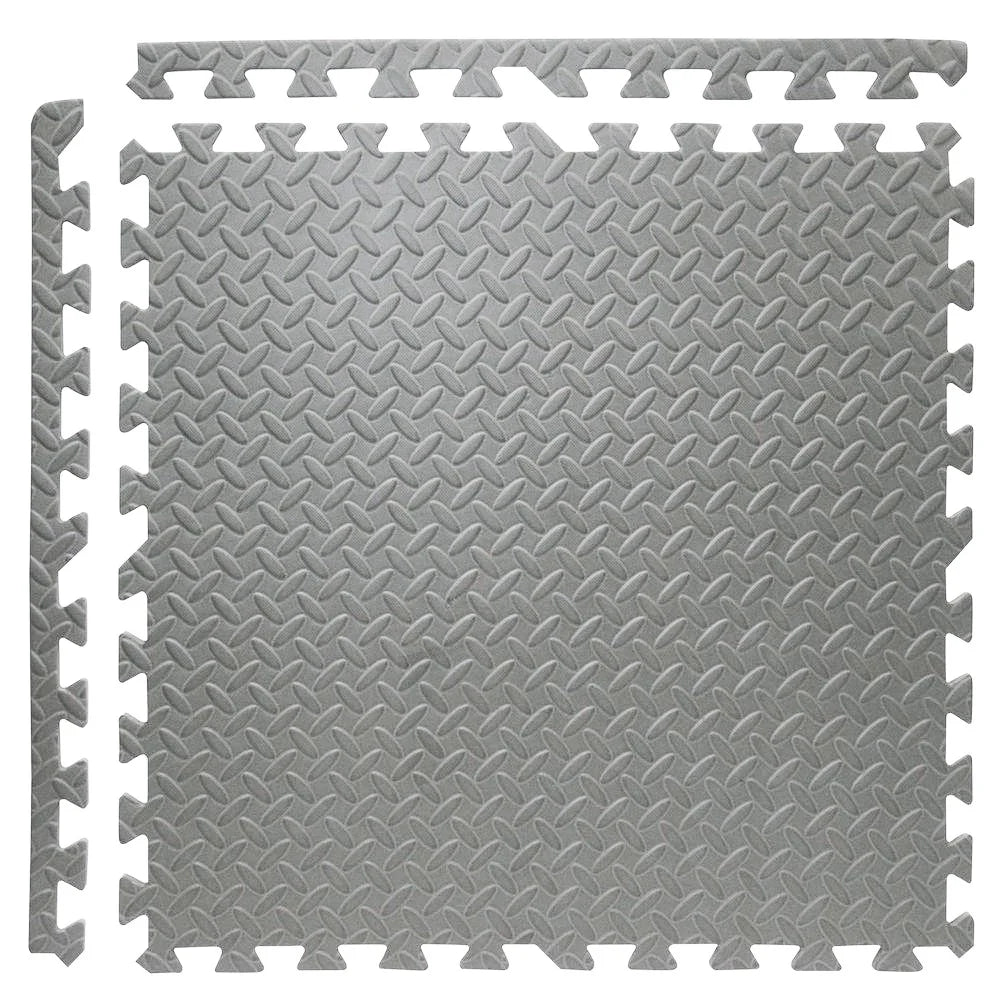 Xspec 3/8" Thick 100 Sq Ft Steel EVA Foam Floor Exercise Gym Mats 25 pcs, Grey