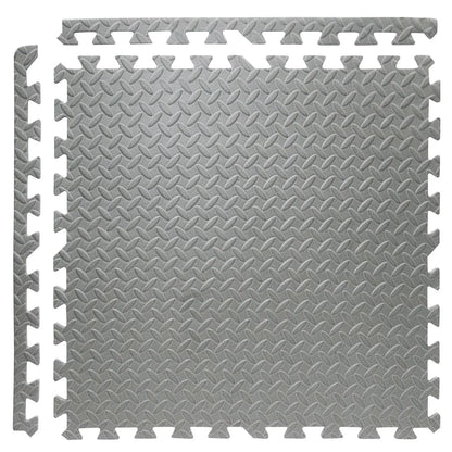 Xspec 3/8" Thick 100 Sq Ft Steel EVA Foam Floor Exercise Gym Mats 25 pcs, Grey