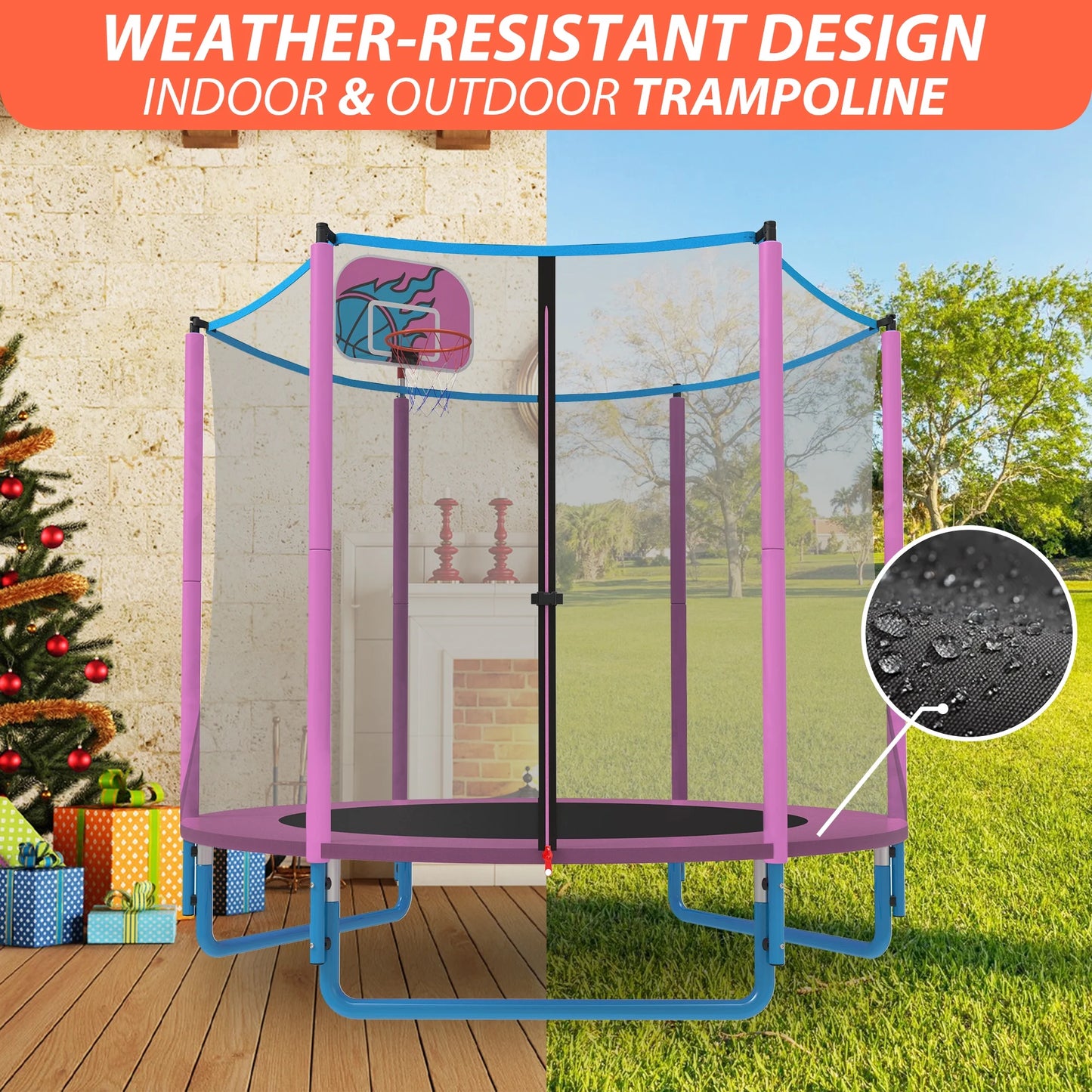 CITYLE Trampoline for Kids, No Gap Design 600LBS 66'' 5.5FT Toddler Trampoline Indoor Outdoor with Basketball Hoop, Mini Small Trampoline with Enclosure, Christmas Gifts for Toddlers, Boys & Girls