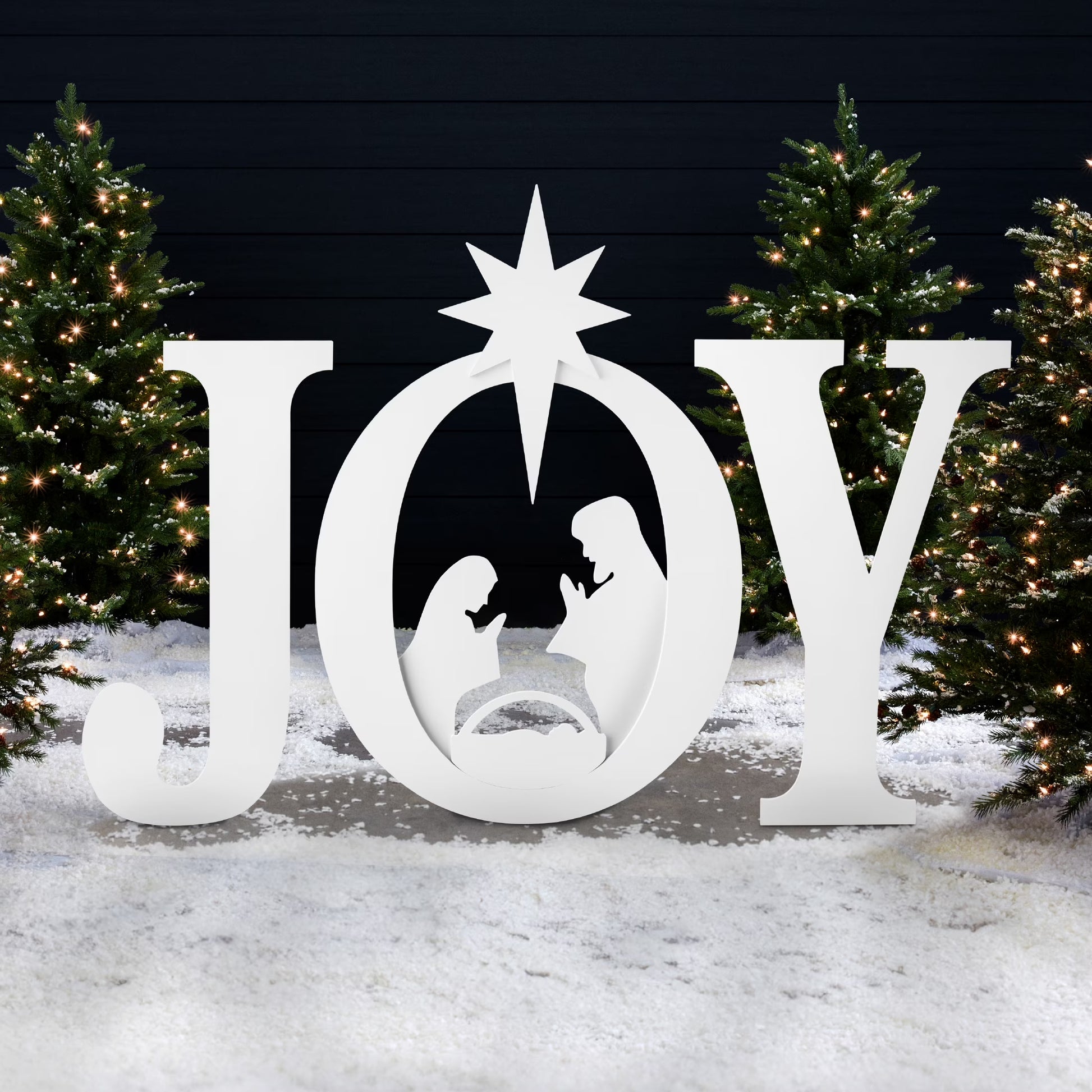 Best Choice Products 46in Outdoor JOY Christmas Nativity Decoration w/Weather Resistant PVC, Ground Stakes - Red/White