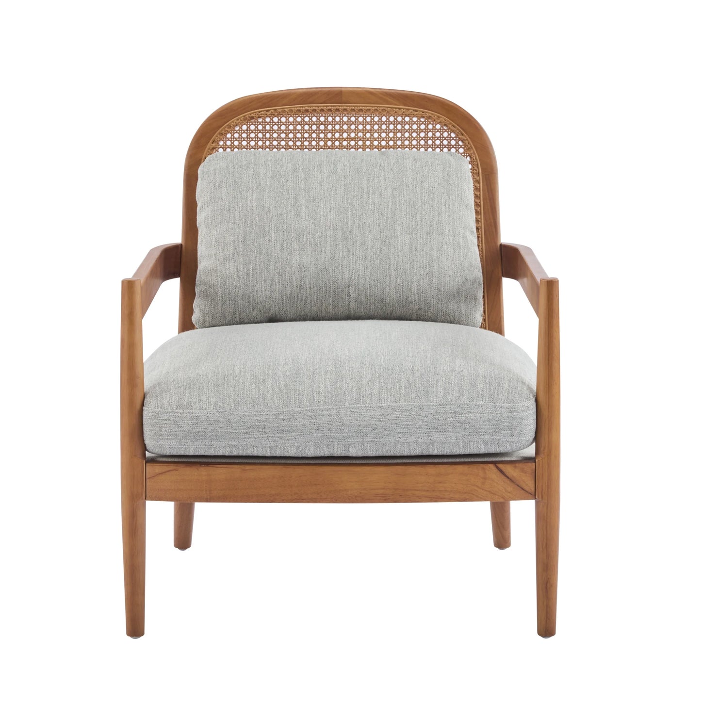 Christopher Knight Home Mid-Century Modern Accent Chairs, Wood Frame with Rattan Backrest, Grayish Green, Set of 2
