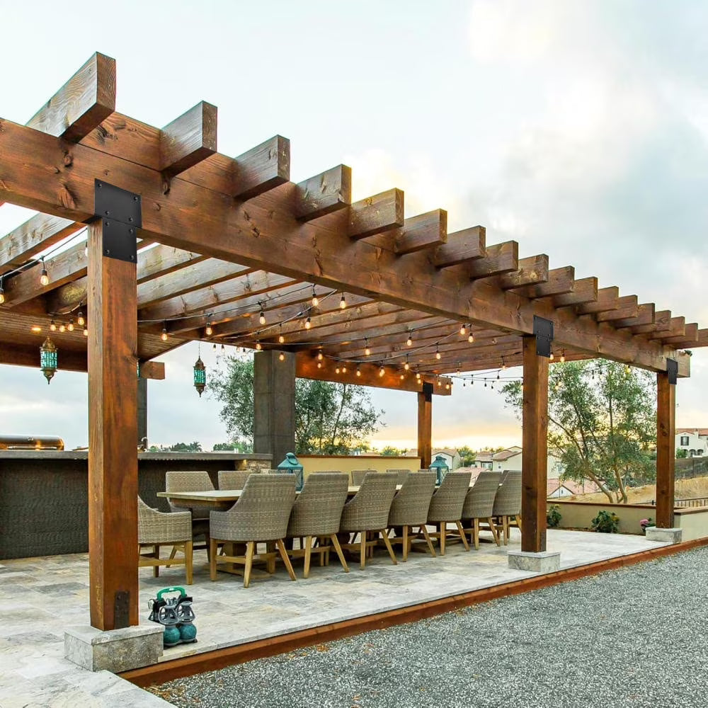 Pergola Brackets Galvanized Steel Pergola Kits 4 Pieces Fit Connecting Wooden Deck Patio Post Heavy Duty Set Hardware for Gazebo Porches approving