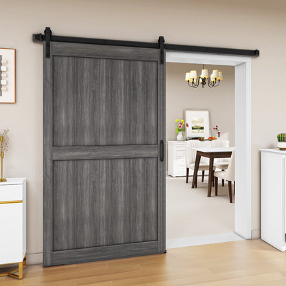Uforic 48" x 84" Silding Barn Door,with Hardware Kit Rail,and Handle,Pulleys, Gray