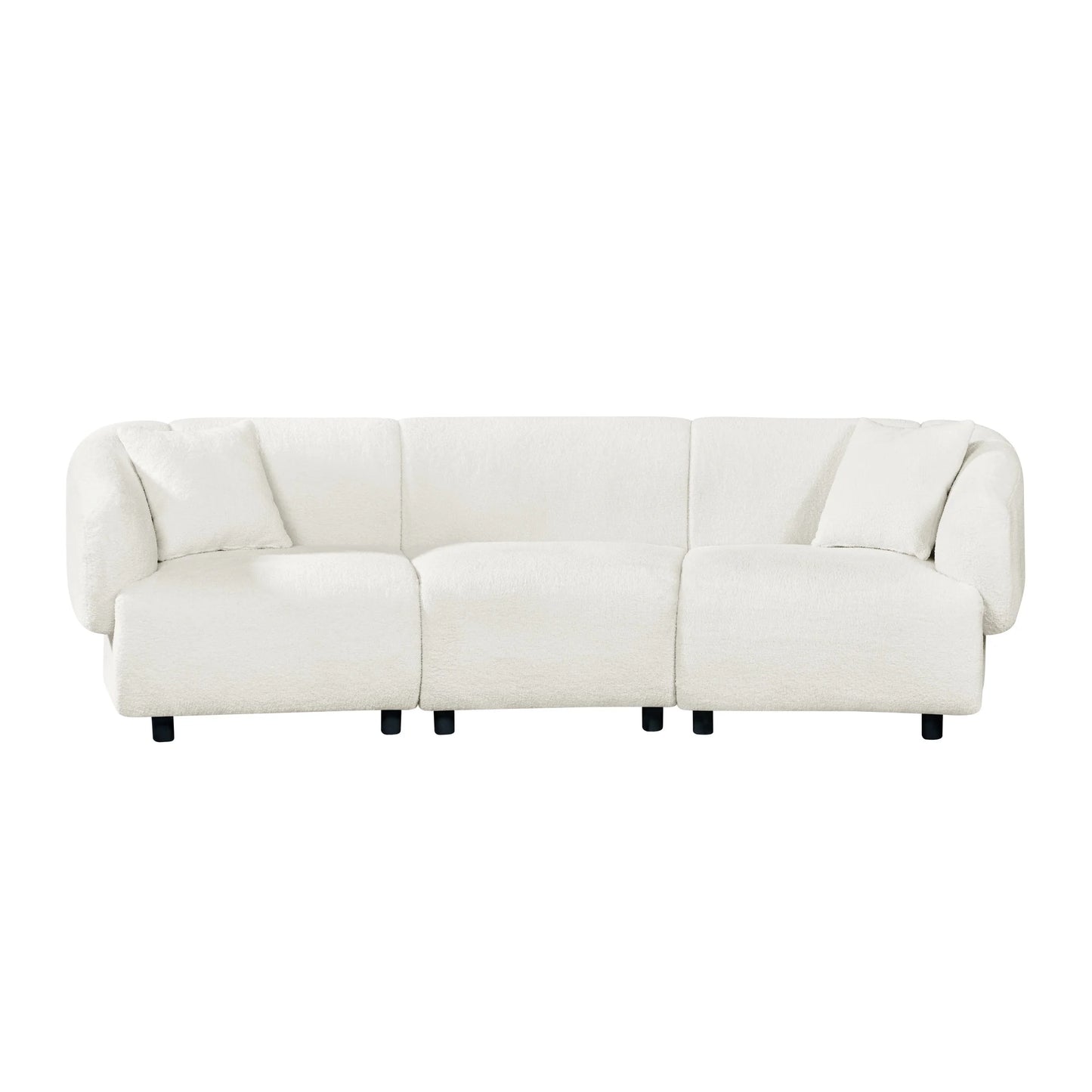 Christopher Knight Home 98.5" Curved Contemporary 3-Seat Sofa with Upholstered Plush Seating, Beige