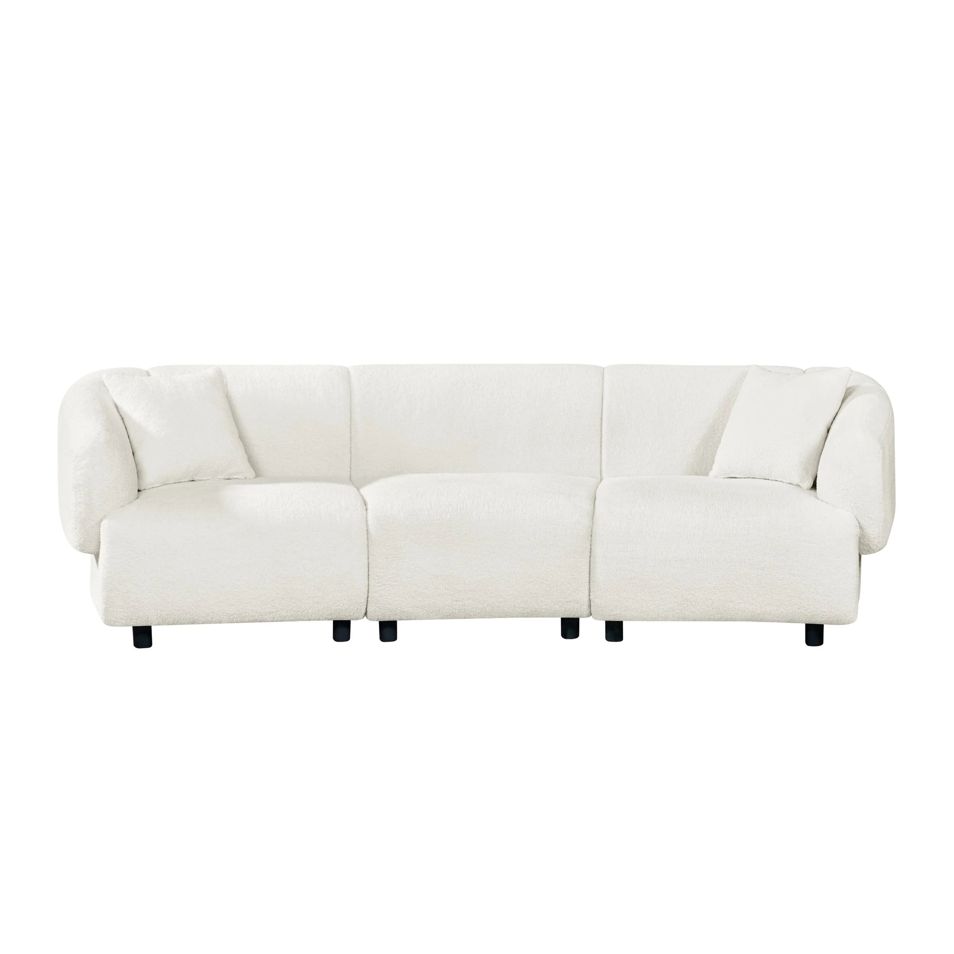 Christopher Knight Home 98.5" Curved Contemporary 3-Seat Sofa with Upholstered Plush Seating, Beige