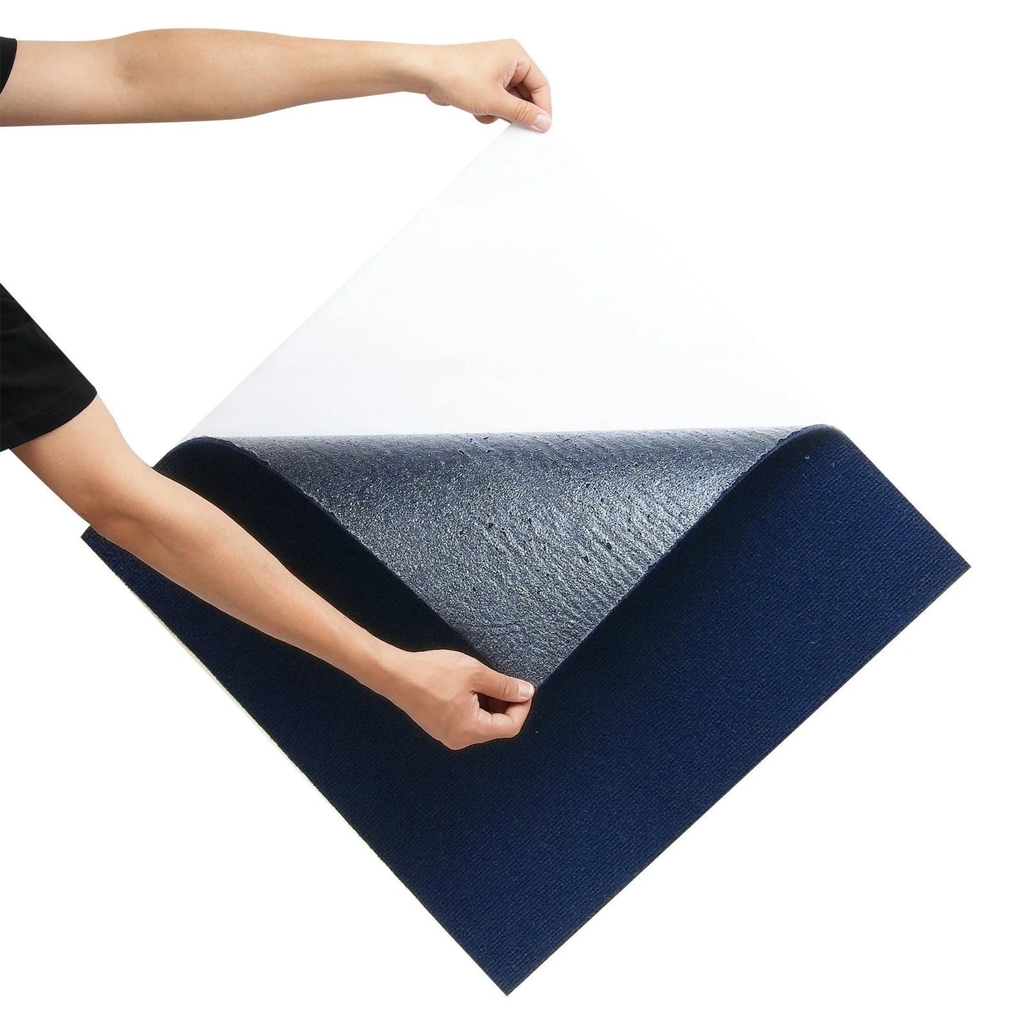 Carpet Tiles Peel and Stick, 24' x 24' Squares Self Adhesive Carpet Floor Tile, Soft Padded Carpet Tiles, Easy Install DIY for Bedroom Living Room Indoor Outdoor (15Tiles, Dark Blue)