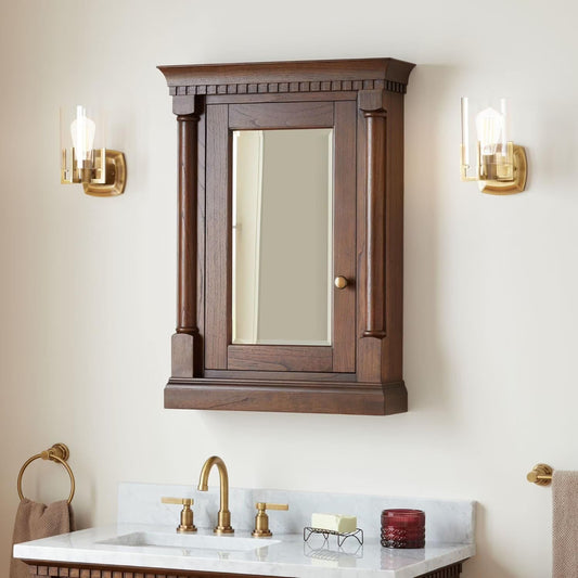 Signature Hardware SH6622428ACF Claudia 24" Mahogany Framed Single Door Medicine Cabinet - Antique Coffee