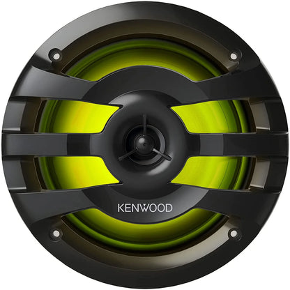 KENWOOD KFC-1673MRBL 6.75 2-Way Marine Speaker(Black) with RGB Lighting, Remote Control Included, 260 Max Power