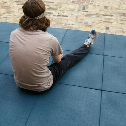 Rubber-Cal "Eco-Sport" Interlocking Tiles - 3/4 x 19.5 x 19.5 Inch - 50 Pack - 132 Square Feet Coverage - Blue