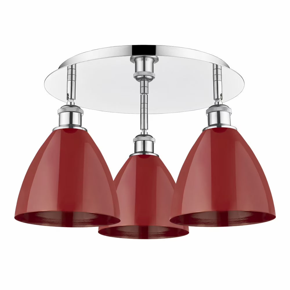 516-3C-AB-MBD-75-BL-Innovations Lighting-Ballston Dome - 3 Light Flush Mount In Industrial Style-10 Inches Tall and 19.25 Inches Wide-Antique Brass