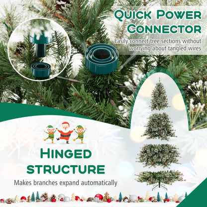 Costway 9 FT Artificial Christmas Tree with 360? Quick Power Connector 1714 Pine Needles