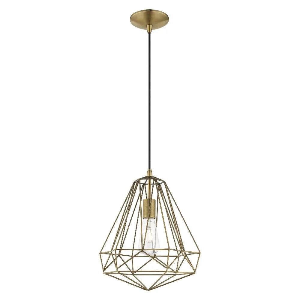 41324-69-Livex Lighting-Knox - 1 Light Pendant In Geometric Style-18 Inches Tall and 12.25 Inches Wide-Shiny White Finish -Traditional Installation