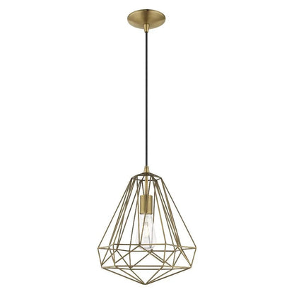 41324-69-Livex Lighting-Knox - 1 Light Pendant In Geometric Style-18 Inches Tall and 12.25 Inches Wide-Shiny White Finish -Traditional Installation
