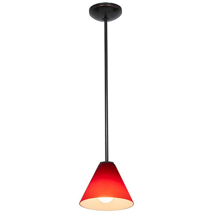 Access Lighting 28004-3R-BS-RED 7 in. Martini LED Brushed Steel Pendant Ceiling Light in Red