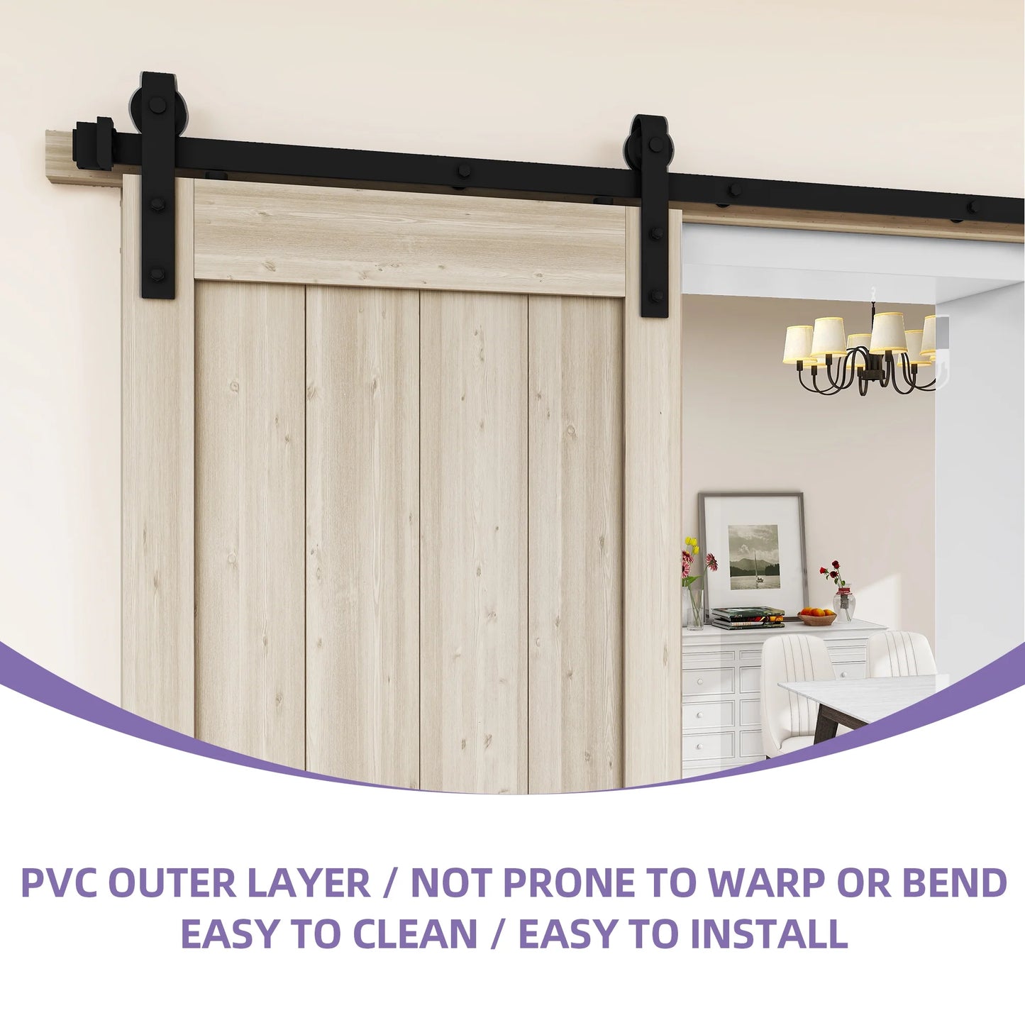 Uforic 48" x 84" Silding Barn Door,with Hardware Kit Rail,and Handle,Pulleys, Gray