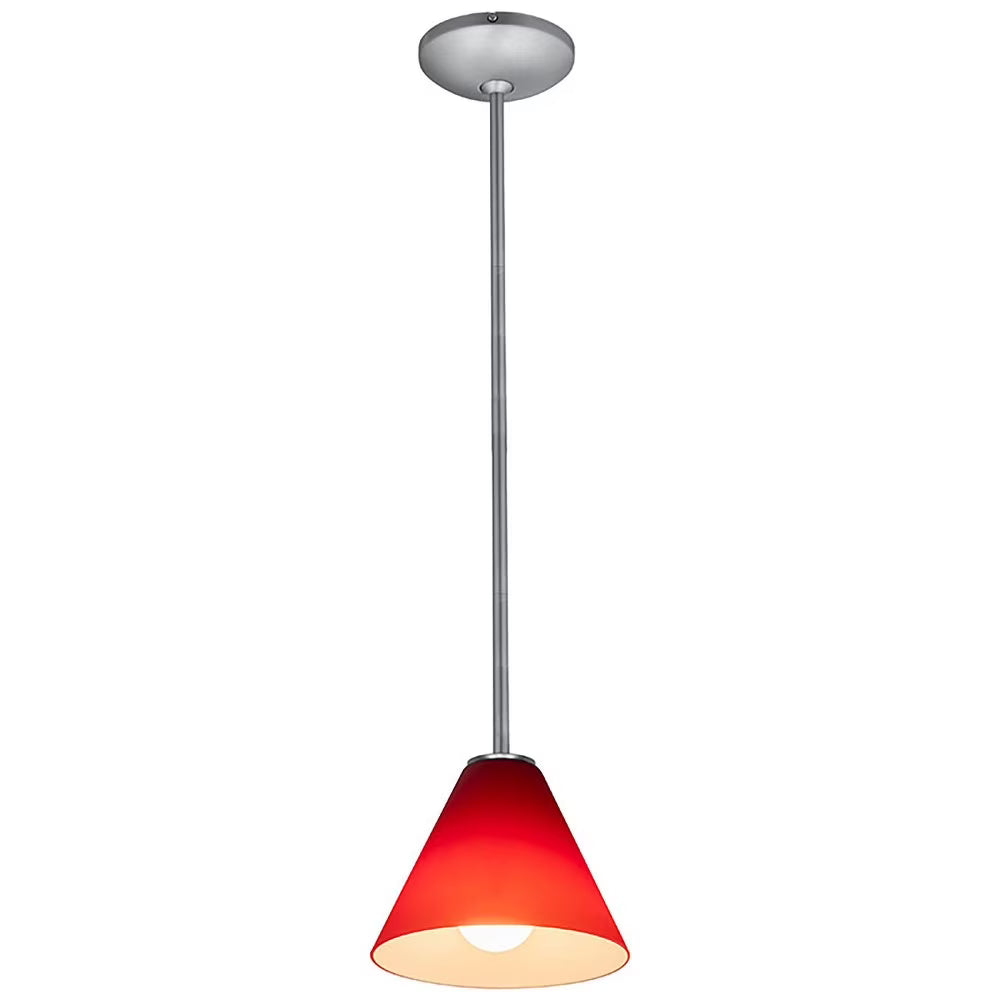 Access Lighting 28004-3R-BS-RED 7 in. Martini LED Brushed Steel Pendant Ceiling Light in Red