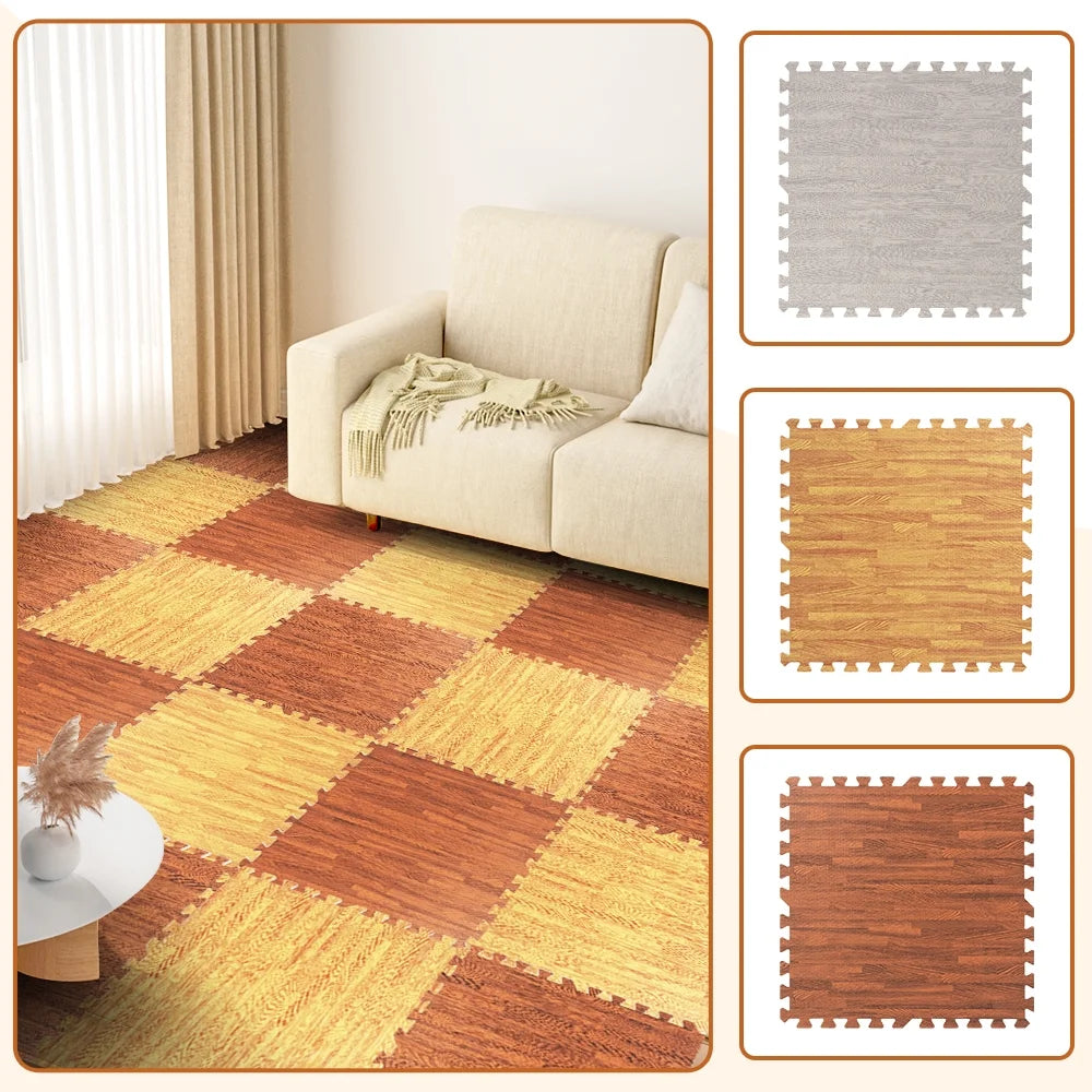 ARVAKOR Wood Grain Puzzle Mat 1/2-in, 24 Tiles EVA Foam Interlocking Floor Tiles (96SQ FT) for Secure Indoor Room Workout Flooring and Playmat