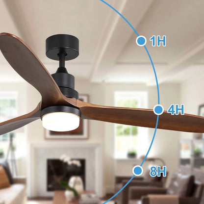 52 Inch Minimalist Ceiling Fan Light with 6 Speed Remote Energy-Saving Dc Motor,Matte White Metal & Wood Electrical Appliances Fans