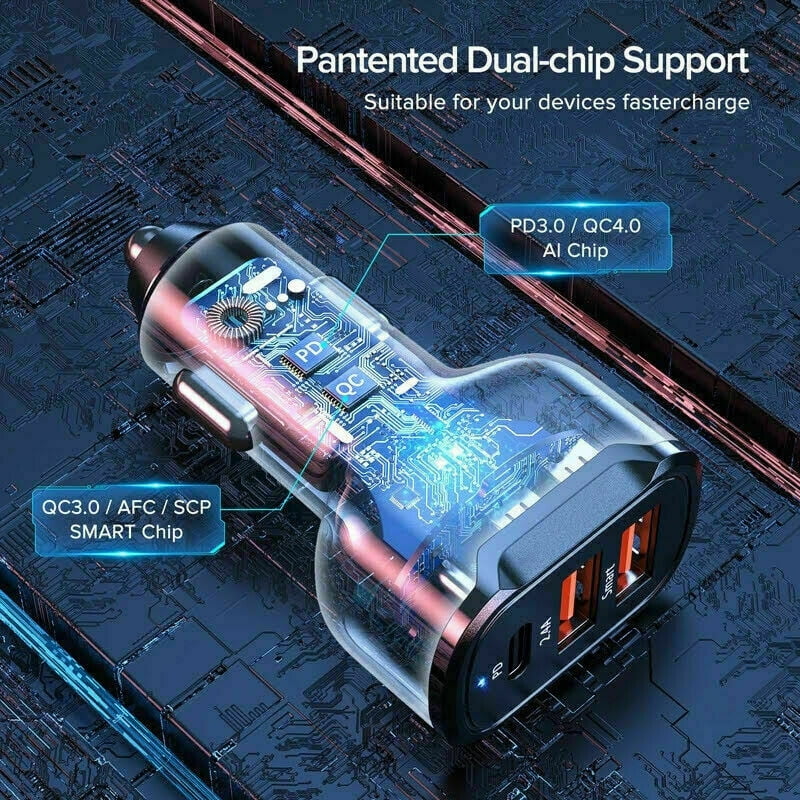 3in1 USB PD 30W Type-C Car Charger 2.4A Fast Charge Lighting Adapter For iPhone 13 12 11 Pro Max iPad Google pixel