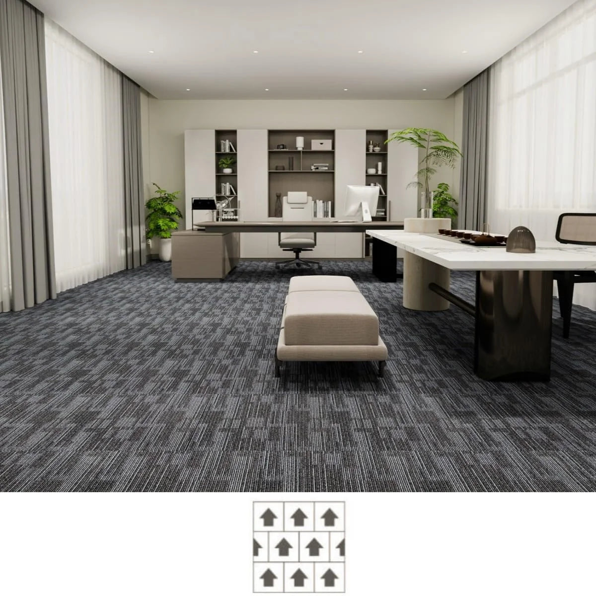 Fas Home Carpet Floor Tiles 24? x 24? Commercial Carpet Squares 18 Pcs Peel and Stick Non-Slip Office Soft Tiles DIY Installation for Living Room Bedroom Study Hotel, Dark Gray