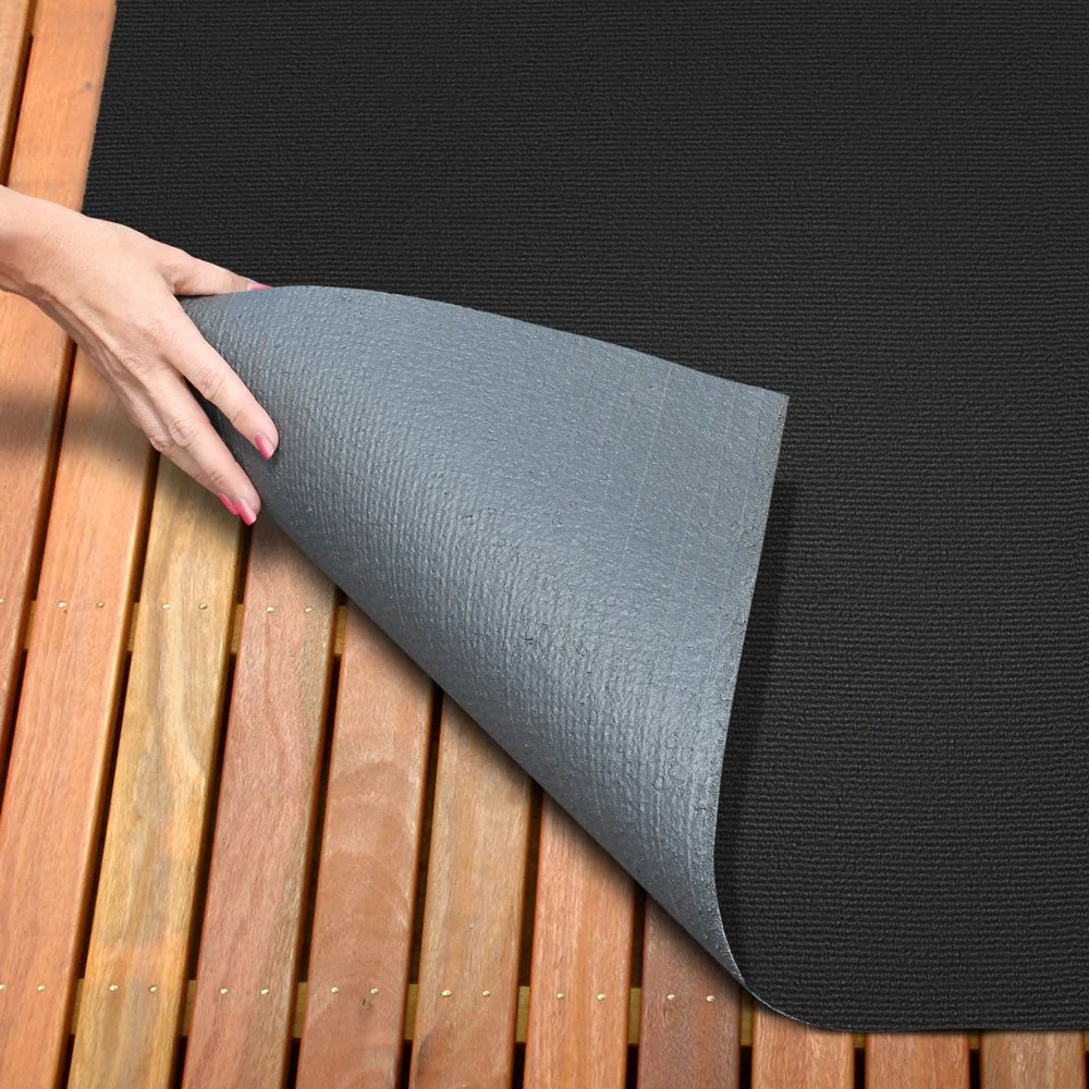 House Home & More Black 6' x 10' Indoor/Outdoor Ribbed Carpet Roll for Boat, Basement, or Garage
