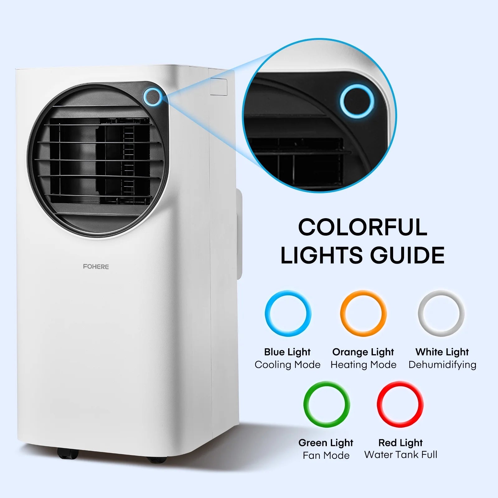 FOHERE 12000 BTU Portable Air Conditioner for Room Cooling and Heating, Covers up to 550 Sq. Ft, 4 IN 1 All Season AC Portable Air Conditioner with Remote Control and Window Kit, White