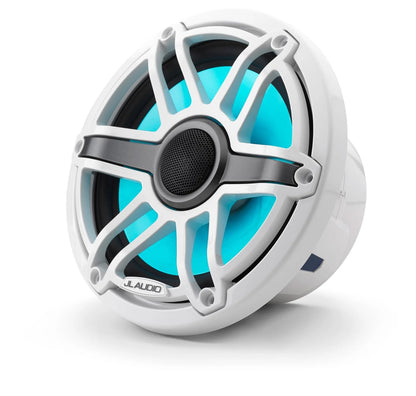 JL Audio M6-770X-S-GwGw-i 7.7-inch Marine Coaxial Speakers with Transflective LED Lighting, Gloss White