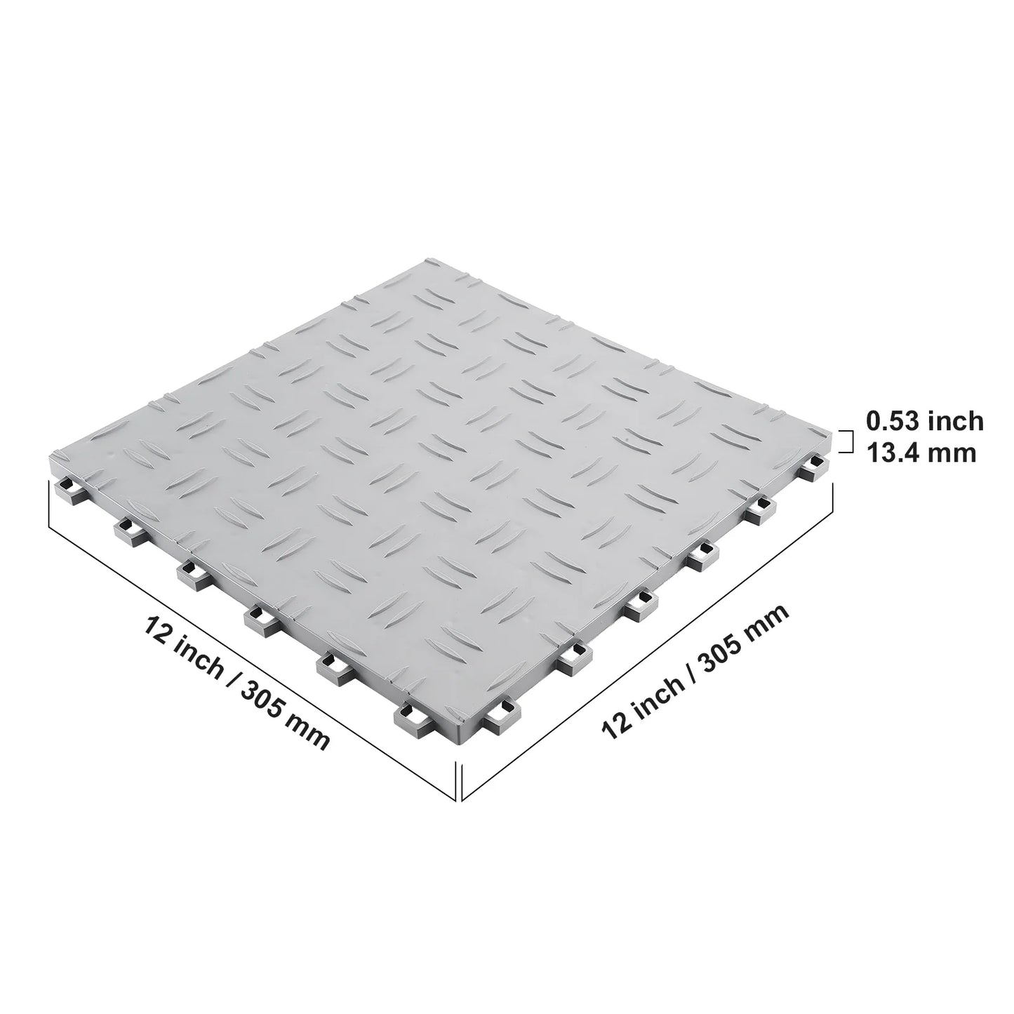 KFFKFF Garage Tiles 12x12 in 50 Piece Garage Floor Tiles Silver Interlocking