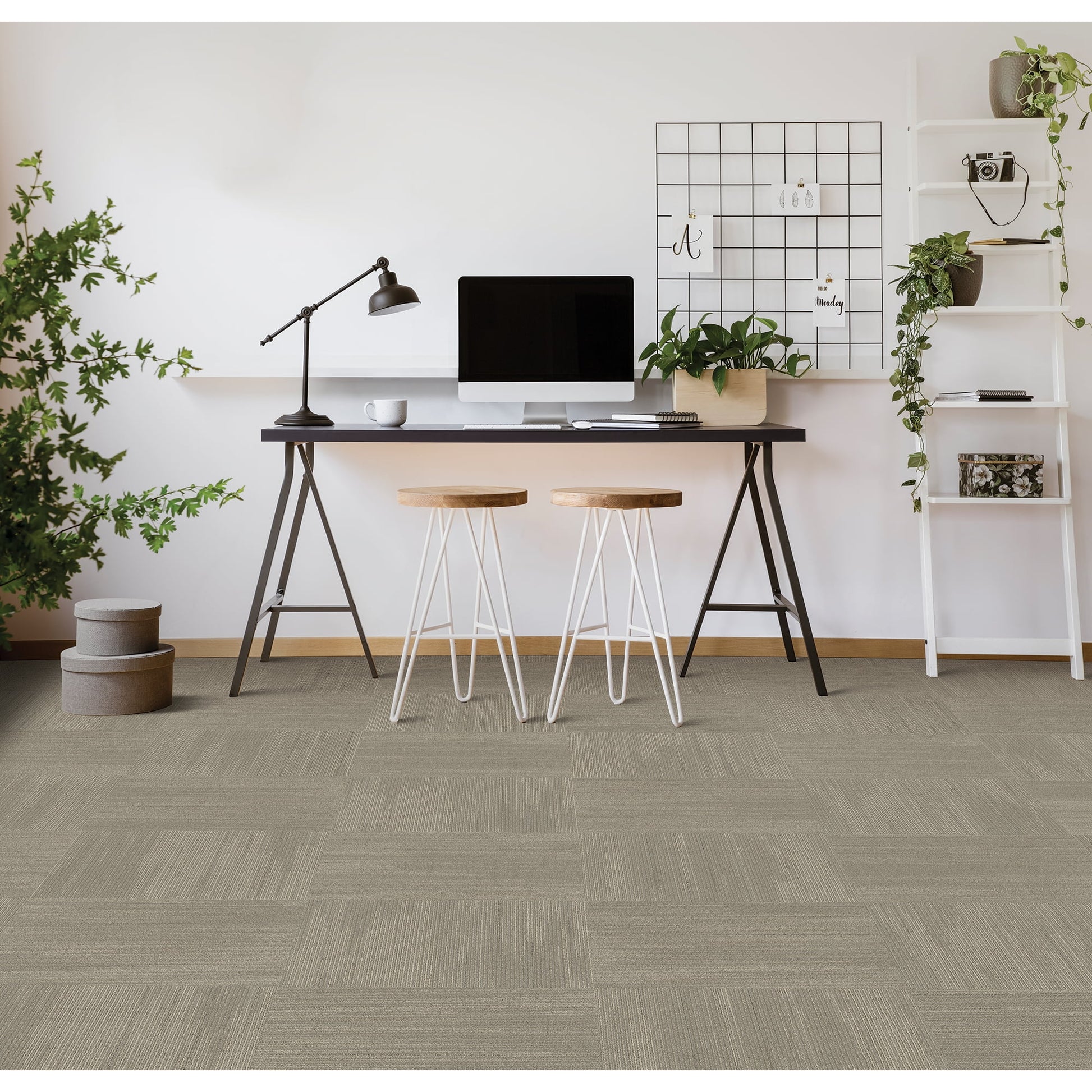 Mohawk Elite 24" x 24" Carpet Tile with Colorstrand Nylon Fiber in Dove (96 sq ft per carton)