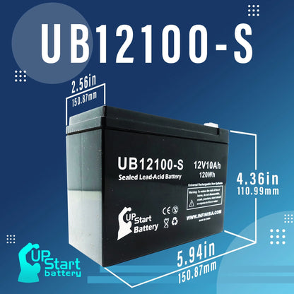 2 Pack 12V 10Ah Battery Replacement for Neuton Mowers CE5 Lawn Mower, Razor E300, MX350 Scooter - UB12100-S Sealed Lead Acid Battery (AGM, SLA)