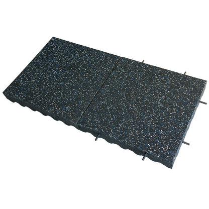 Rubber-Cal "Eco-Safety" Interlocking Playground Tiles - 3 x 19.5 x 19.5 Inch - 40 Pack - 111 Square Feet Coverage - Blue/White Speckled