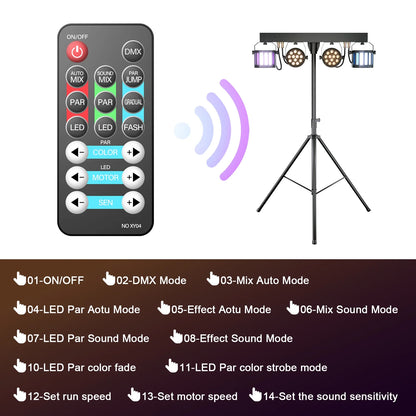 DJ Lights with Stand, 24PCS+8PCS RGBW Party Bar Light Set,Sound Activated LED Stage Lighting for Disco Wedding Halloween Christmas