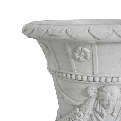 Christopher Knight Home 23.75" MGO Garden Urn Planter with Drainage Hole, Classic Outdoor Pot, Light Gray, Set of 2